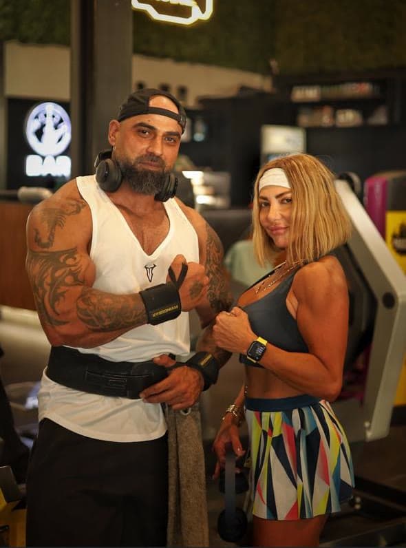 Two members at the Fuel Bar after a session