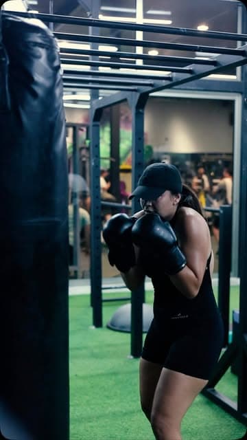 Boxing bag work on the turf